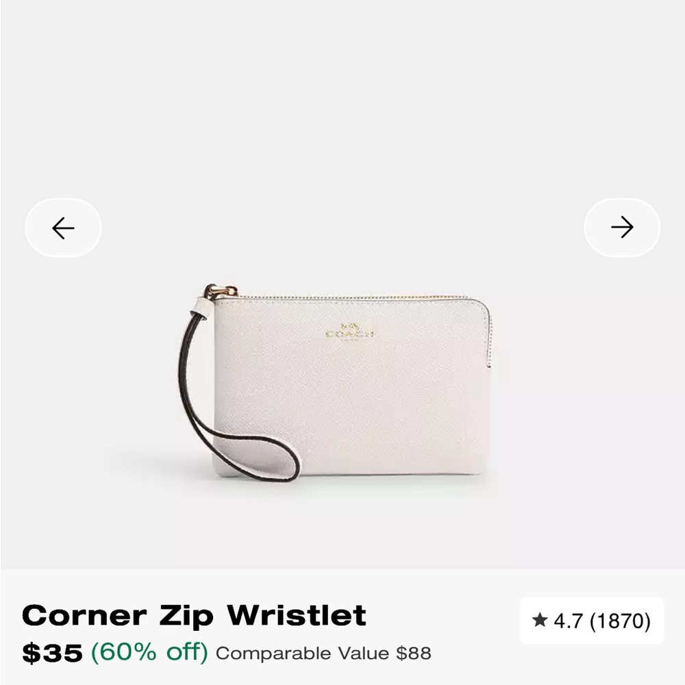 Coach Corner Zip Wallet